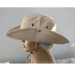 NiB Fun Sun Protection! Unisex Wide Brim Safari Style Sun/Fishing Hat Kahki Tan